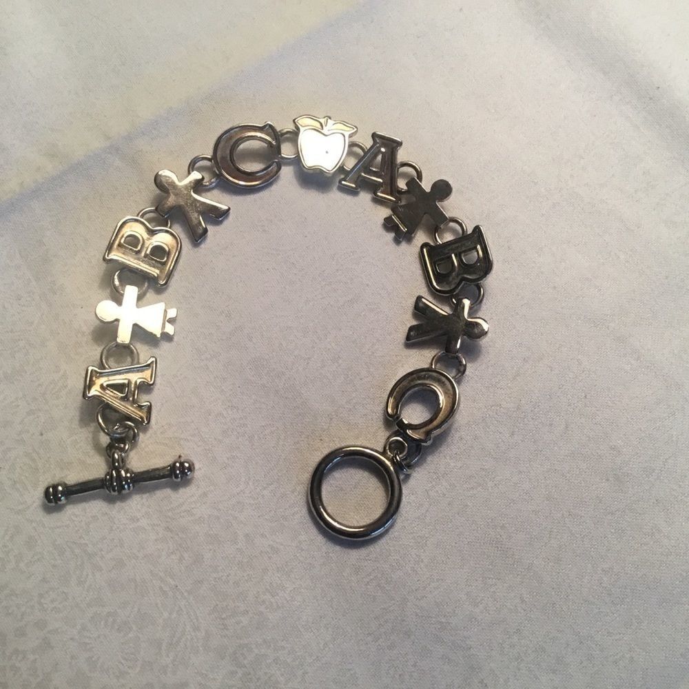 $10 ea or 3/$20. Silvertone A-B-C Teacher Bracelet